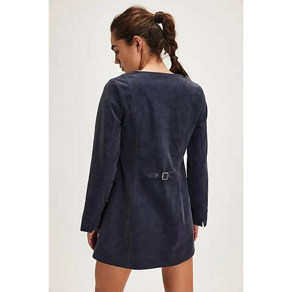 New Free People Bradley Faux Suede Shift Style Mini Dress $168 X-SMALL Lace-up - Picture 3 of 4